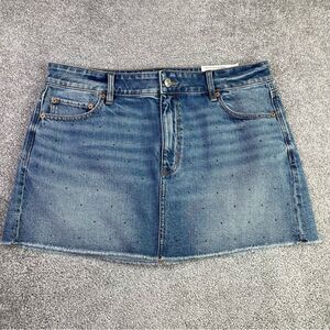 American Eagle Denim Mini Skirt Women’s 14 Blue High Rise Embellished